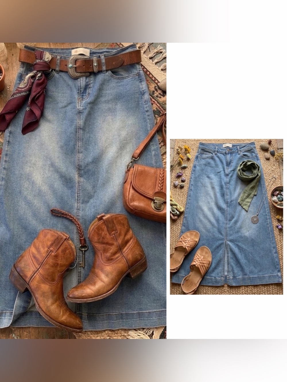 FRYE & Co. Women’s Jean Denim boot skirt cowgirl boho western ranch SZ S 4